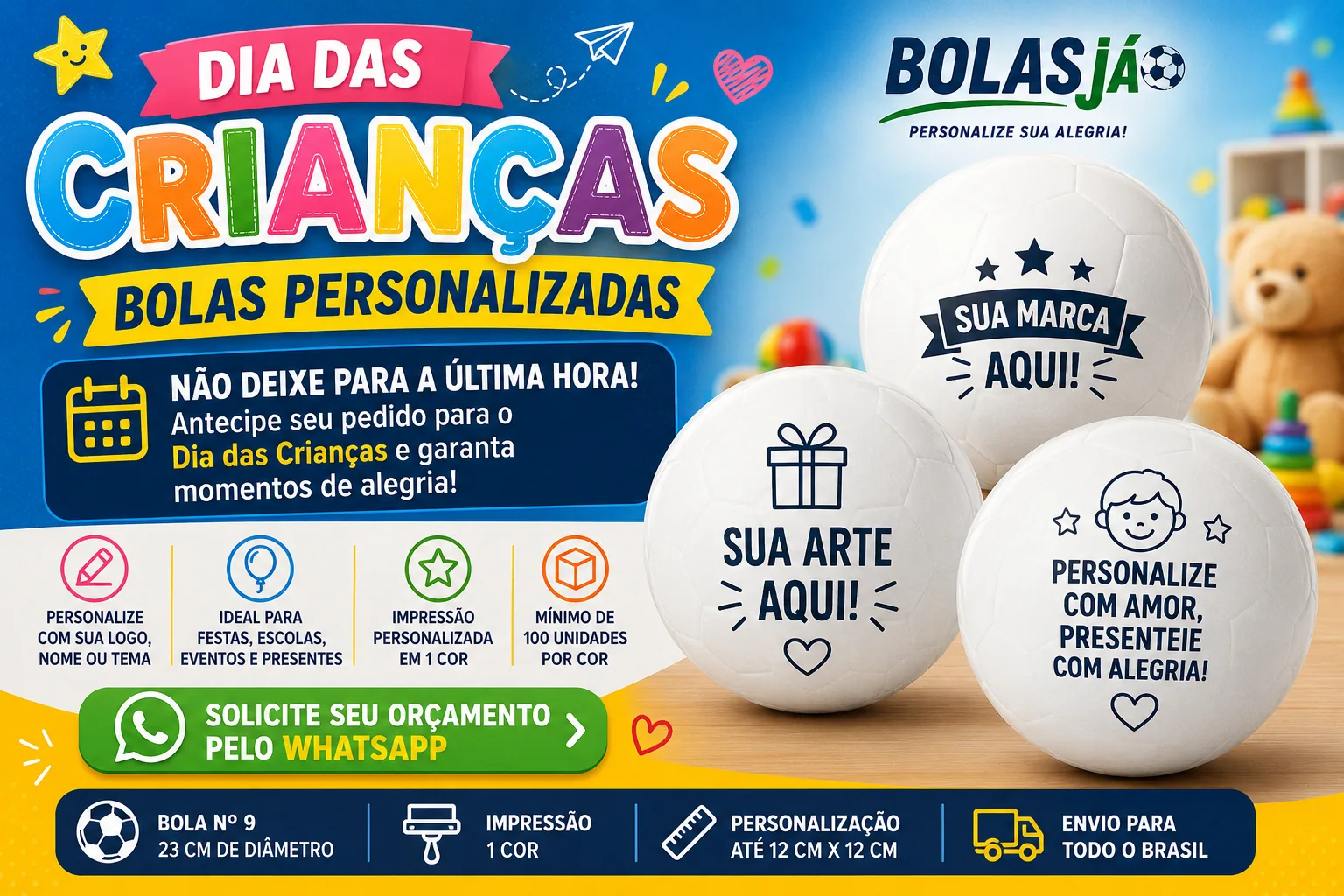 Banner Bolas Já com bolas personalizadas